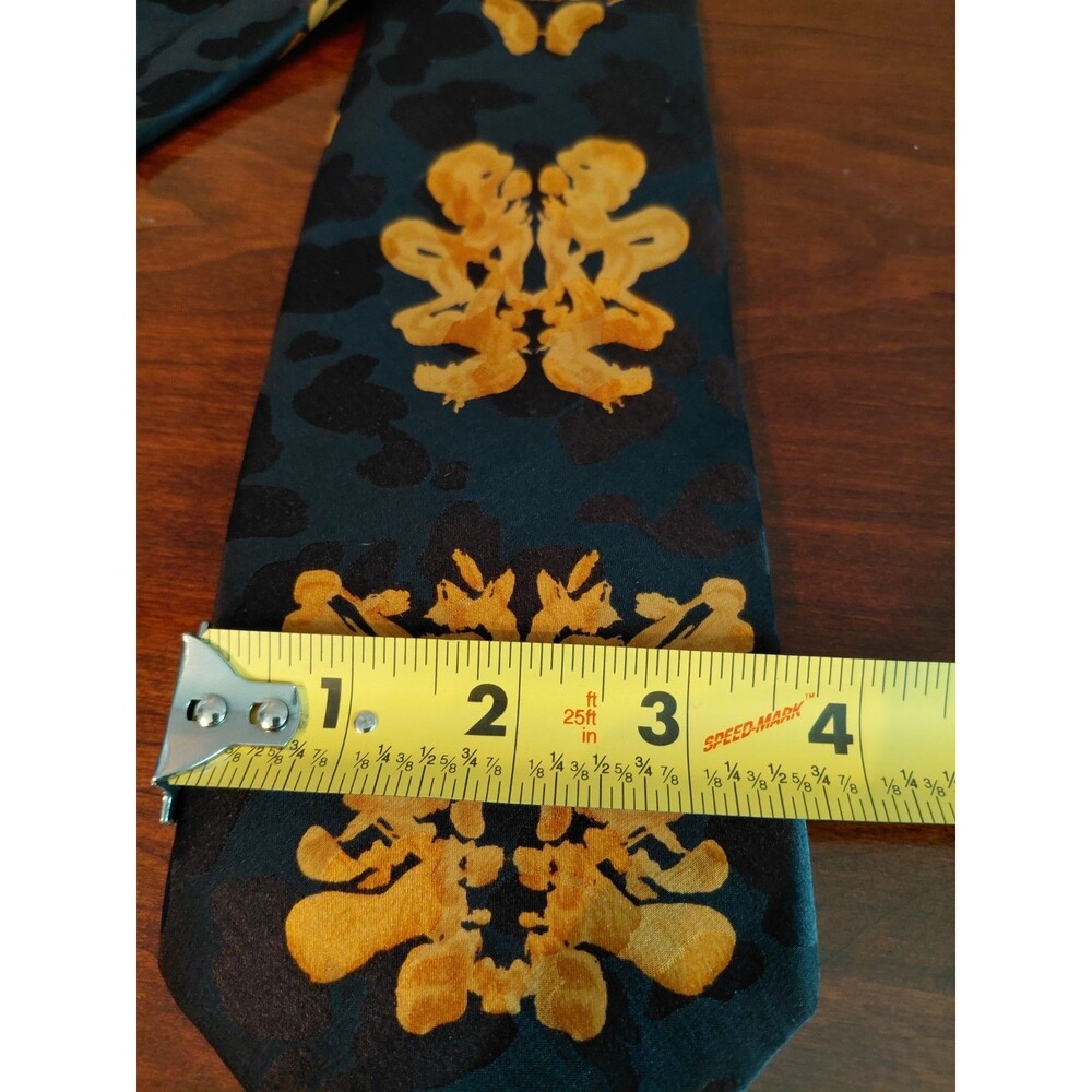 Ralph Marlin Black Gold Rorshack Vintage Necktie 100% Silk 56" X 3.75" - Picture 6 of 6